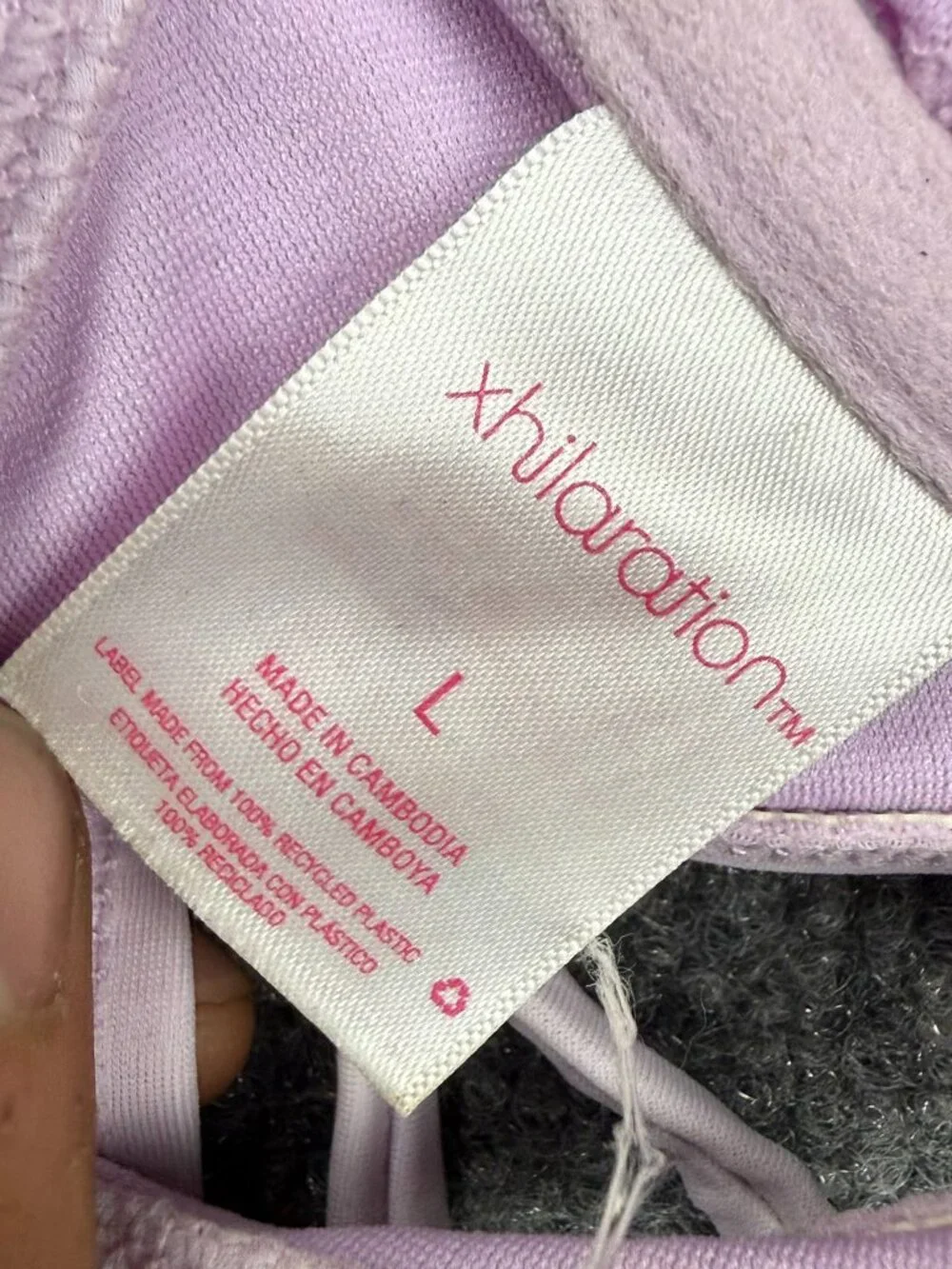 Xhilaration Womens Bikini Top Size L Lavender Underwire Elastic Little Stiff